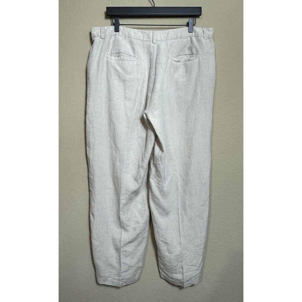 Eileen Fisher 100% Organic Linen Cream Wide Leg Trouser Pants Size L Lagenlook - Picture 2 of 12